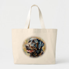 Black Lab Impressionist Art Tote Bag ラージトートバッグ