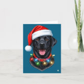 Black Lab Labrador Christmas Dog Santa Hat Light P カード (正面)