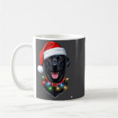 Black Lab Labrador Christmas Dog Santa Hat Light P コーヒーマグカップ (左)
