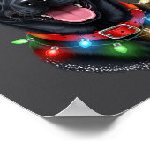 Black Lab Labrador Christmas Dog Santa Hat Light P ポスター (角)