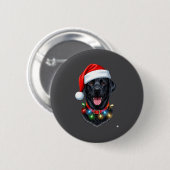 Black Lab Labrador Christmas Dog Santa Hat Light P 缶バッジ (正面&裏面)