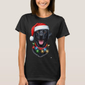 Black Lab Labrador Christmas Dog Santa Hat Light P Tシャツ (正面)