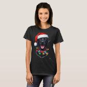 Black Lab Labrador Christmas Dog Santa Hat Light P Tシャツ (正面フル)