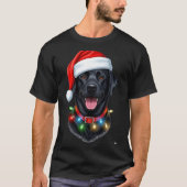 Black Lab Labrador Christmas Dog Santa Hat Light P Tシャツ (正面)