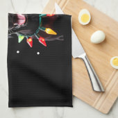 Black Lab Labrador Christmas Tree Light Pajama Dog キッチンタオル (四つ折り)