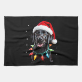 Black Lab Labrador Christmas Tree Light Pajama Dog キッチンタオル (横)