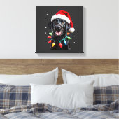 Black Lab Labrador Christmas Tree Light Pajama Dog キャンバスプリント (インサイチュ (寝室))