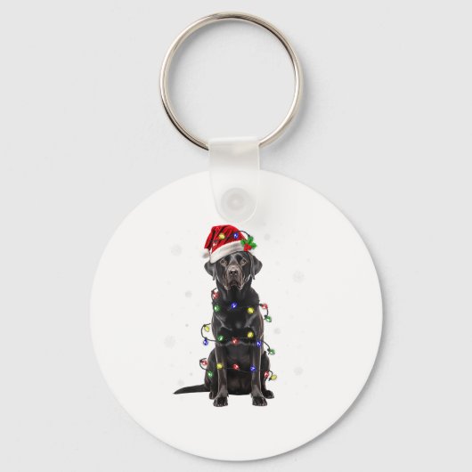 Black Lab Labrador Christmas Tree Light Pajama Dog キーホルダー (正面)