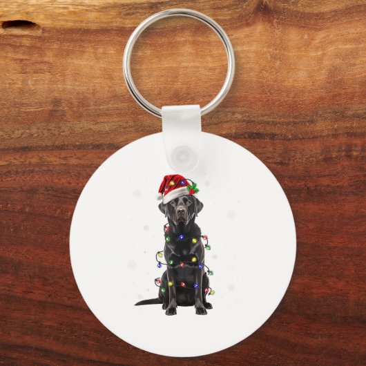 Black Lab Labrador Christmas Tree Light Pajama Dog キーホルダー (正面)