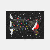 Black Lab Labrador Christmas Tree Light Pajama Dog フリースブランケット (正面(横))