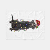 Black Lab Labrador Christmas Tree Light Pajama Dog フリースブランケット (正面(横))