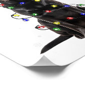 Black Lab Labrador Christmas Tree Light Pajama Dog ポスター (角)