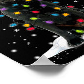 Black Lab Labrador Christmas Tree Light Pajama Dog ポスター (角)