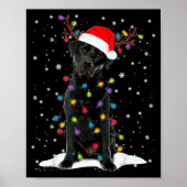 Black Lab Labrador Christmas Tree Light Pajama Dog ポスター (正面)