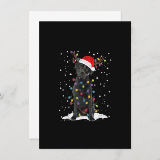 Black Lab Labrador Christmas Tree Light Pajama Dog 招待状 (正面/裏面)