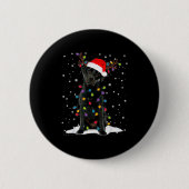 Black Lab Labrador Christmas Tree Light Pajama Dog 缶バッジ (正面)