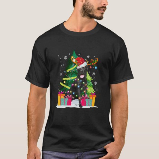 Black Lab Labrador Christmas Tree Light Pajama Dog Tシャツ (正面)