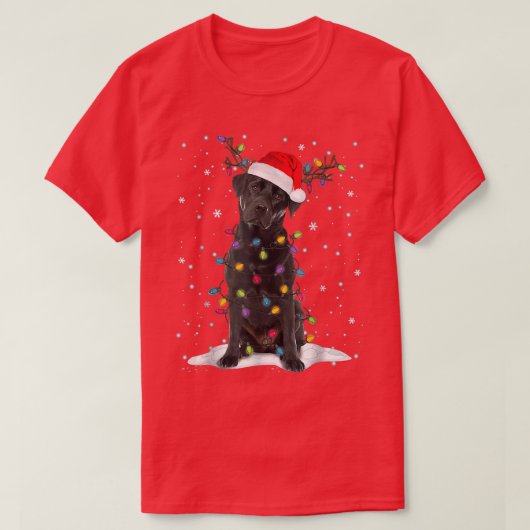 Black Lab Labrador Christmas Tree Light Pajama Dog Tシャツ (デザイン正面)