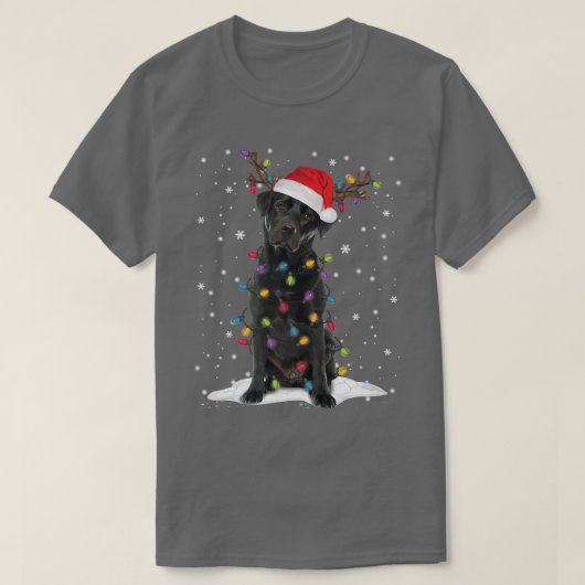 Black Lab Labrador Christmas Tree Light Pajama Dog Tシャツ (デザイン正面)