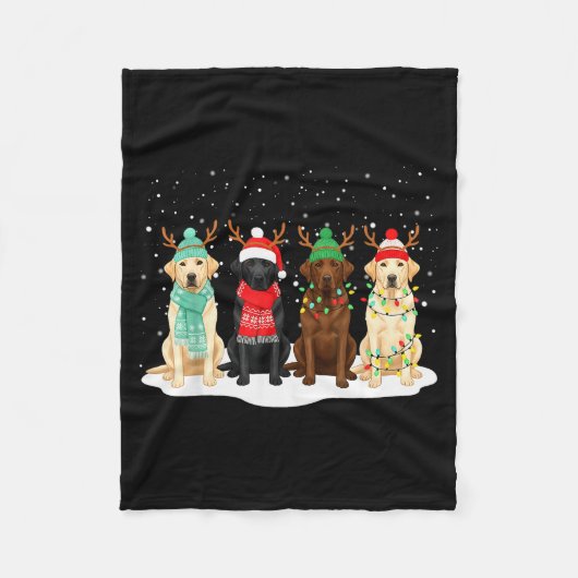 Black Lab Labrador Dog Christmas Crew Matching Fam フリースブランケット (正面)