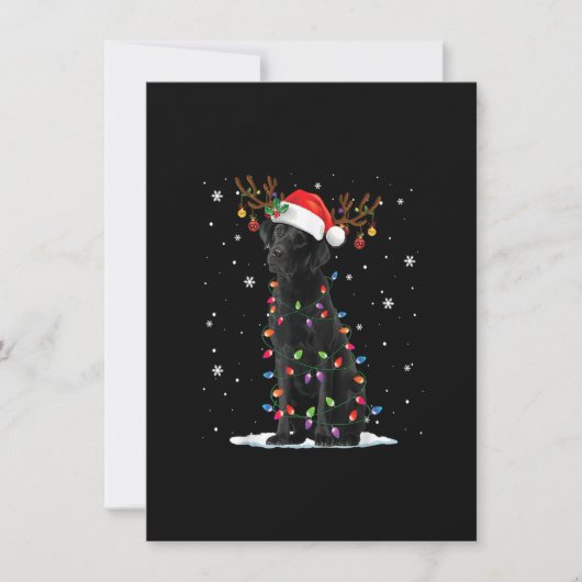 Black Lab Labrador Dog Christmas Lights Xmas Santa 招待状 (正面)