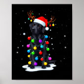 Black Lab Labrador Dog Funny Christmas Lights Rein ポスター (正面)