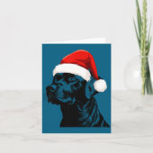 Black Lab Labrador Santa Hat Christmas Holiday Pet カード (正面)