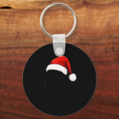 Black Lab Labrador Santa Hat Christmas Holiday Pet キーホルダー (正面)