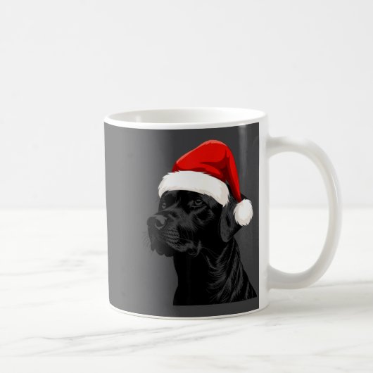 Black Lab Labrador Santa Hat Christmas Holiday Pet コーヒーマグカップ (右)
