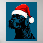 Black Lab Labrador Santa Hat Christmas Holiday Pet ポスター (正面)