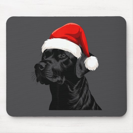 Black Lab Labrador Santa Hat Christmas Holiday Pet マウスパッド (正面)