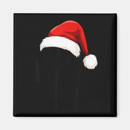 Black Lab Labrador Santa Hat Christmas Holiday Pet マグネット (正面)