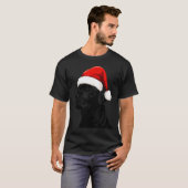Black Lab Labrador Santa Hat Christmas Holiday Pet Tシャツ (正面フル)