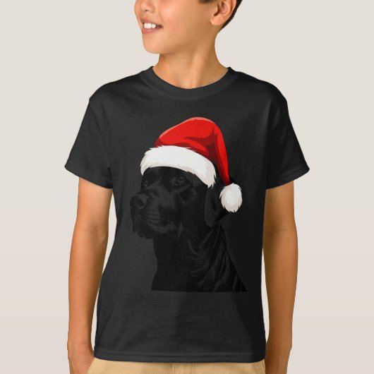 Black Lab Labrador Santa Hat Christmas Holiday Pet Tシャツ (正面)