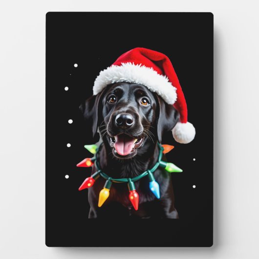 Black Lab Labrador Weihnachtsbaum Licht Schlafanzu フォトプラーク (正面)