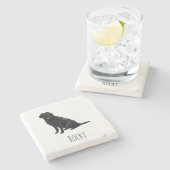 Black Lab Marble Drink Coasters - Custom Dog Name ストーンコースター (横)