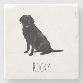 Black Lab Marble Drink Coasters - Custom Dog Name ストーンコースター