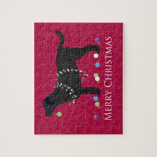 Black Lab Merry Christmas Design ジグソーパズル (縦)