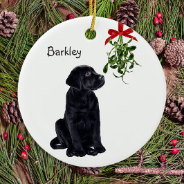 Black Lab Mistletoe Pet Dog Christmas セラミックオーナメント