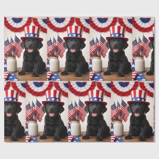 Black Lab Patriotic Uncle Sam Hat gift  ラッピングペーパー (フラット)