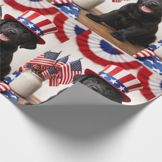 Black Lab Patriotic Uncle Sam Hat gift  ラッピングペーパー (角)