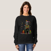 Black Lab Santa Christmas Tree Lights  Xmas Pjs Bo スウェットシャツ (正面フル)