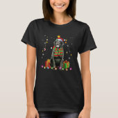 Black Lab Santa Christmas Tree Lights  Xmas Pjs Bo Tシャツ (正面)