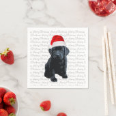 Black Lab Santa Dog – メリークリスマスラブラドール犬 スタンダードカクテルナプキン (インサイチュ)