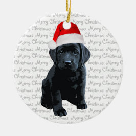 Black Lab Santa Dog – メリークリスマスラブラドール犬 セラミックオーナメント