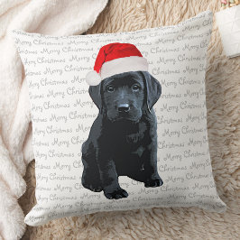 Black Lab Santa Dog Merry Christmas -ラブラドール犬 クッション