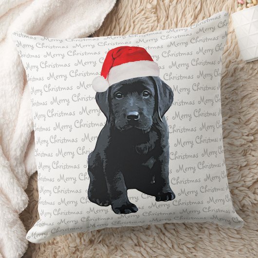 Black Lab Santa Dog Merry Christmas -ラブラドール犬 クッション