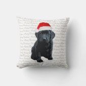 Black Lab Santa Dog Merry Christmas -ラブラドール犬 クッション (正面)