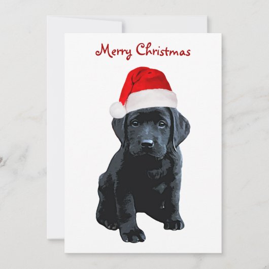 Black Lab Santa Dog Merry Christmas -ラブラドール犬 シーズンカード (正面)
