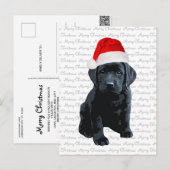 Black Lab Santa Dog Merry Christmas -ラブラドール犬 シーズンポストカード (正面/裏面)